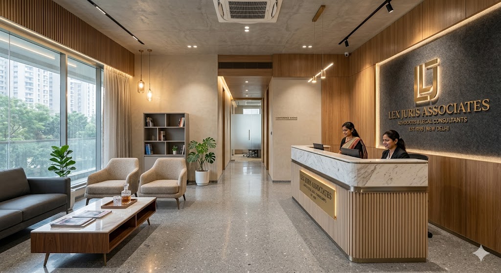 lawyer office interior design modern reception area with professional and elegant legal workspace design in India