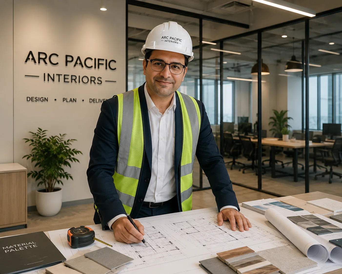 Arc Pacific Interiors team managing startup office interior execution project