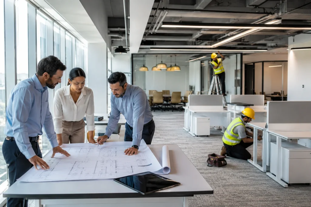 Turnkey office interior project showing planning, design, procurement and office setup process